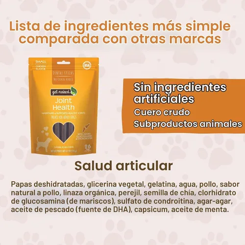 Vista 3 de Get Naked 1 bolsa de 6.2 onzas para masticar dental, sin granos, tamaño pequeño