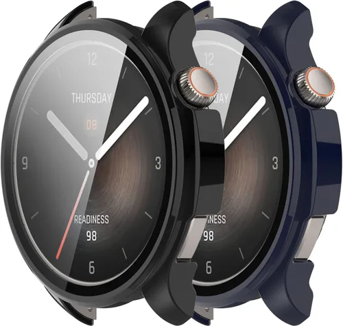 Vista 11 de Funda compatible con Amazfit Balance Frame PC funda protectora + película de vidrio templado para Amazfit Balance Smartwatch protectores de pantalla