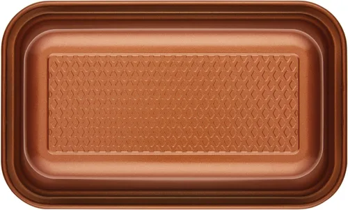 Vista 3 de Ayesha Curry Bakeware - Juego de moldes antiadherentes para pastel de carne/pan, dos de 9 x 5 pulgadas, cobre