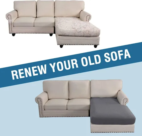 Vista 6 de ADPON Fundas de sofá modular, funda de cojín para sofá o sillón en forma de L, funda separada para sofá seccional izquierdo o derecho (1 diván, gris)