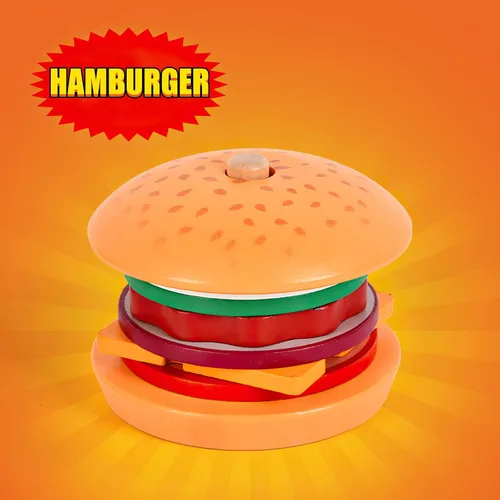 Vista 6 de Juguetes de hamburguesas de madera para apilar para niños, alimentos de juego Montessori para niños pequeños, juguetes educativos para niños de más