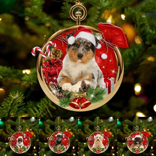 Vista 2 de Nazenti Adorno personalizado de bola de Navidad de pastor australiano – Adorno de perro personalizado para amantes de las mascotas, colgante