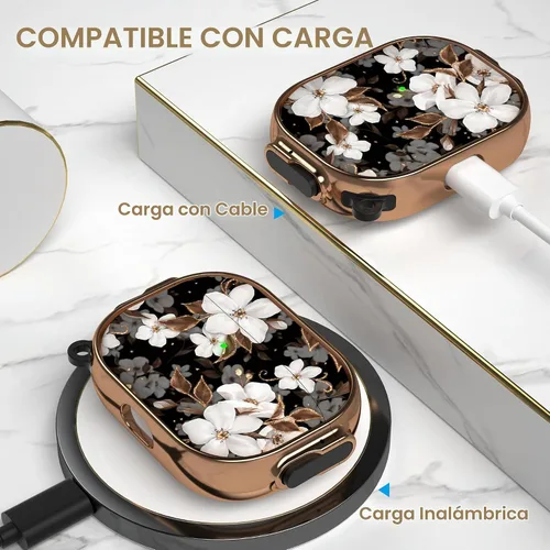 Vista 4 de Funda para AirPods Pro 2/1 con bloqueo de seguridad, compatible con Magsafe Negro + Blanco