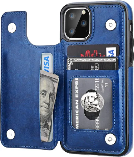 Vista 15 de OT ONETOP - Funda tipo cartera para iPhone 11 Pro con tarjetero y ranuras para tarjetas, doble cierre magnético y funda duradera a prueba de golpes
