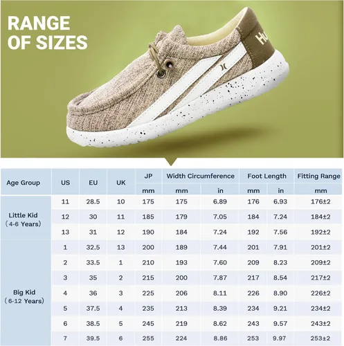 Vista 6 de Hurley Melky - Zapatos de lona para niños y niñas, mocasines con cordones