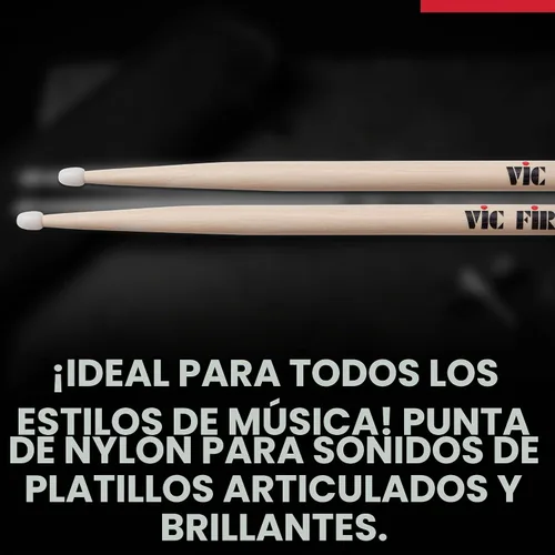 Vista 4 de Baquetas con punta de nailon Vic Firth American Classic 5AN