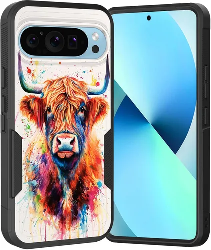Vista 72 de Funda para Pixel 6A, Híbrida de Doble Capa de Servicio Pesado Resistente a Prueba de Golpes PC Duro + Funda Protectora de Silicona Suave para Google