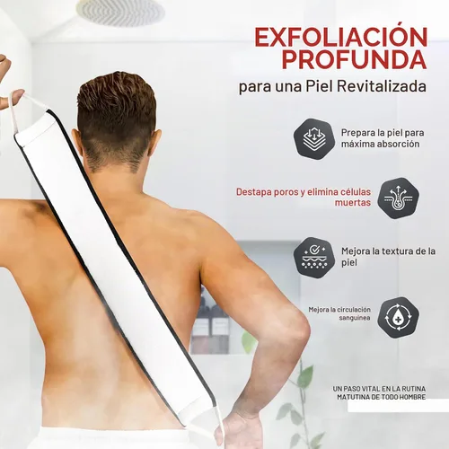 Vista 3 de ALMOONI Depurador de espalda para hombre para ducha, esponja de lufa, negro