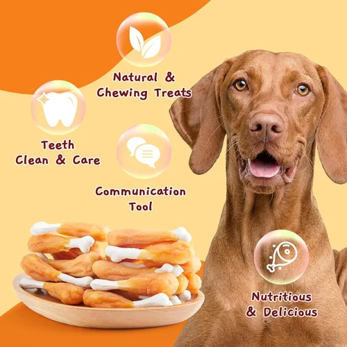 Vista 8 de Jungle Calling - Golosinas masticables de pollo y calcio para perros, hueso sin cuero crudo, 10.6 onzas For Teeth Cleaning & Fresh Breath, Natural
