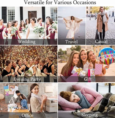 Vista 6 de vimate Pashmina Scarf and Shawl - Soft Women Pashminas Wrap for Wedding Evening Party (20 Colors)