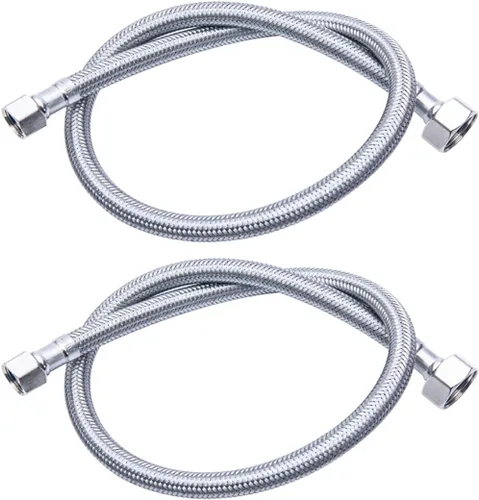 Vista 10 de Manguera de suministro de conector de grifo trenzado de 1/2 "-14NPSM Tuerca de latón x 3/8 hembra de acero inoxidable sin plomo, 20 pulgadas