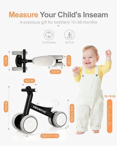 Vista 2 de Baby Balance Bike for 1 Year Old Boys Girls, 10-24 Month Toddler Balance Bike, Baby Bike with No Pedal 4 Silence Wheels, First Ride on Toys with