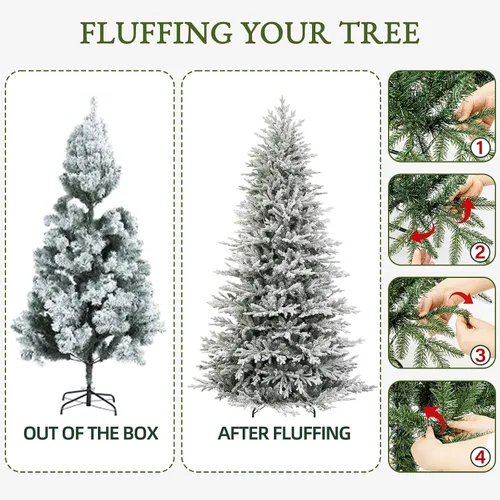 Vista 6 de 7.5FT Prelit Premium Flocked Christmas Tree, 3325 Realistic Tips Árbol flocado prémium
