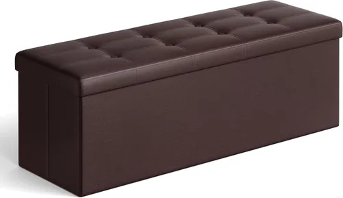 Vista 25 de Songmics Funda de piel sintética plegable – Banco de almacenamiento otomano reposapiés