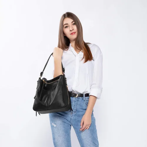 Vista 9 de Realer Bolsos Hobo para mujer, de piel sintética, bolso grande con borla