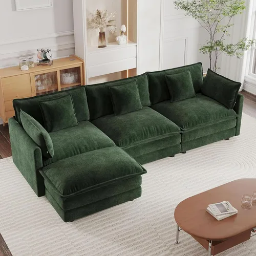 Vista 30 de GNIXUU Sofá modular de 76 pulgadas, sofá biplaza beige de 2 plazas, cómodos asientos de felpilla de 25 pulgadas de profundidad con 2 almohadas