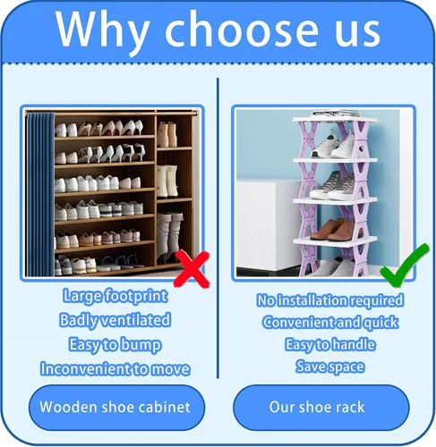 Vista 2 de XDMTWLKJ Zapatero Plegable Organizador de 6 Niveles - Zapateros Plegables para Armario, Ahorro de Espacio para Almacenamiento de Zapatos de Niños