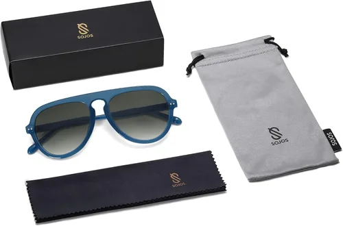 Vista 6 de SOJOS Gafas de sol retro estilo aviador para mujer, estilo vintage, marco de plástico, lentes de sol para mujer, SJ2255