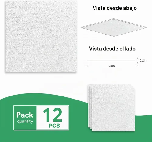 Vista 2 de Azulejos de techo profesionales impresos de 2 x 2 pies, panel de techo de PVC de 24 x 24 pulgadas, impermeable, lavable y resistente al fuego, PVC