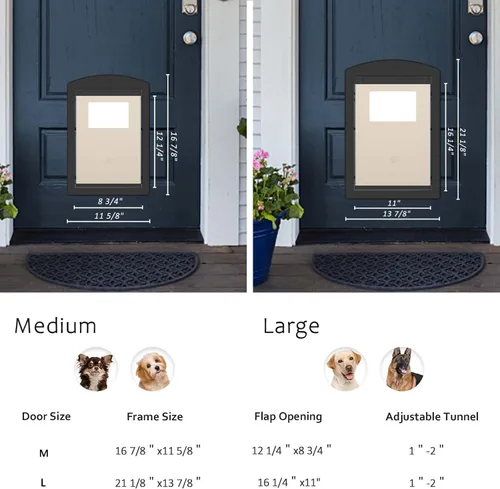 Vista 5 de Puerta para perro para puerta, puerta para perros y mascotas, puerta de plástico fuerte para perros y gatos y puerta mediana para perros con panel