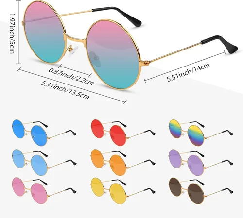 Vista 3 de CHRORINE Gafas de sol hippie para mujeres y hombres, decoraciones de fiesta hippie