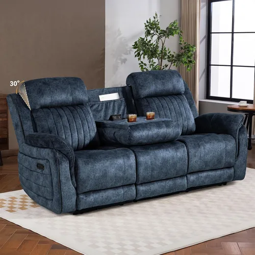 Vista 10 de Sofá biplaza reclinable eléctrico Zero Gravity con reposacabezas ajustables, sillón reclinable eléctrico con consola, sofá reclinable eléctrico de 2