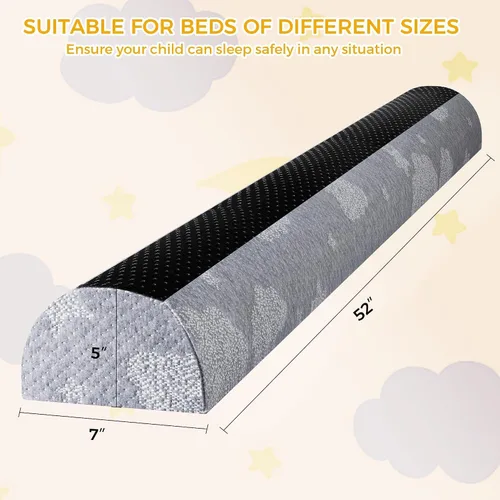 Vista 3 de Protectores de riel de cama para niños pequeños, protector de parachoques de espuma con almohadillas antideslizantes duales, funda impermeable