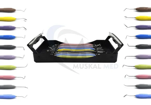 Vista 6 de Mango de silicona Dental Compuesto Llenado Instrumentos Restauradores Kit 10pcs Herramientas Set con Casete DN-2245