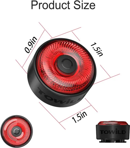Vista 7 de TOWILD TL03 - Luz trasera para bicicleta, luces traseras de bicicleta con detección de freno inteligente, cable tipo C, impermeable, luces traseras