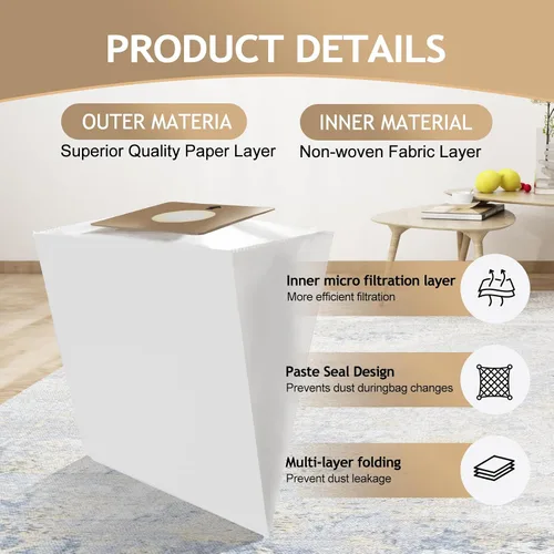 Vista 4 de Repuesto compatible para bolsas de vacío Prolux Tritan, paquete de 6 bolsas desechables HEPA hechas para adaptarse a la aspiradora Prolux Tritan