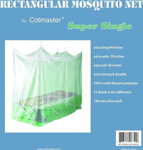 Vista 3 de Mosquitera individual/individual rectangular blanca 75 Denier insect-repellants