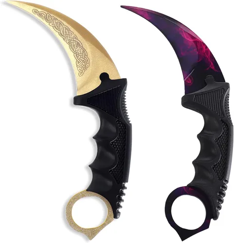 Vista 8 de 2 Piezas Cuchillo Karambit de Hoja Fija, Herramienta Táctica de Acampada, Cuchillo de Caza al Aire Libre con Funda y Cordón, Adecuado
