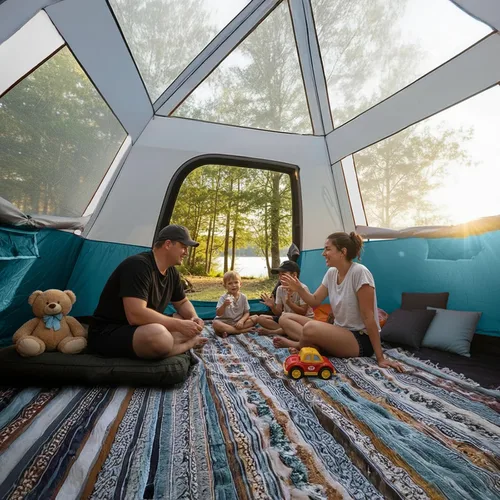 Vista 2 de CAMEL CROWN 4/6 Person Instant Cabin Tent, Pop Up Windproof Tents for Camping, 60-Second Setup Family Tent with Carry Bag for Outdoor Hiking Azul
