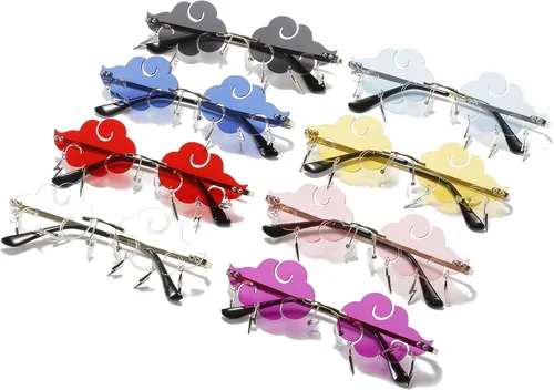 Vista 7 de Dollger Gafas de sol sin montura para mujer, retro, coloridas, para Halloween, rave, de los años 90, lindas gafas de sol divertidas para fiesta