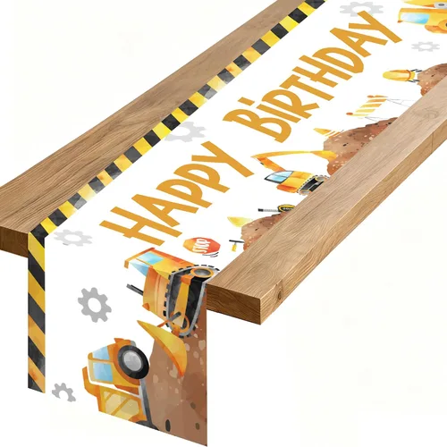 Vista 17 de Camino de mesa de feliz cumpleaños, negro, rojo, amarillo, ratón, tela de poliéster, decoración de mesa de comedor para decoración de fiesta