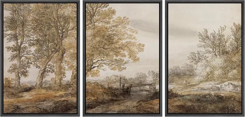 Vista 86 de MUDECOR Lienzo enmarcado para pared, juego de arte de acuarela pastel, bosque de pinos, naturaleza silvestre, ilustraciones modernas, decorativas