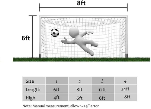 Vista 3 de Soccer Net TOPINCN - Redes deportivas de repuesto para Lacrosse y fútbol (6 x 4 pies, 8 x 6 pies, 12 x 6 pies, 24 x 8 pies) (8 x 6 pies)