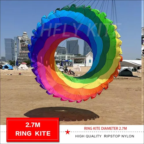 Vista 5 de HFLY - Cometa inflable suave de 8.9 ft para adultos, anillo de nailon, línea de cometa, colgante de lavandería