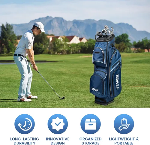 Vista 6 de TIVOR 2026 Golf Cart Bag - 14-Way Full-Length Dividers, 9 Pockets, Easy-Access Handle & Ergonomic Straps Perfect for Cart & Walking, Includes Rain