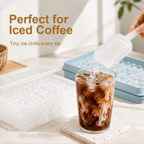 Vista 5 de Mini bandejas de cubitos de hielo para congelador con tapa, pequeña bandeja Azul claro