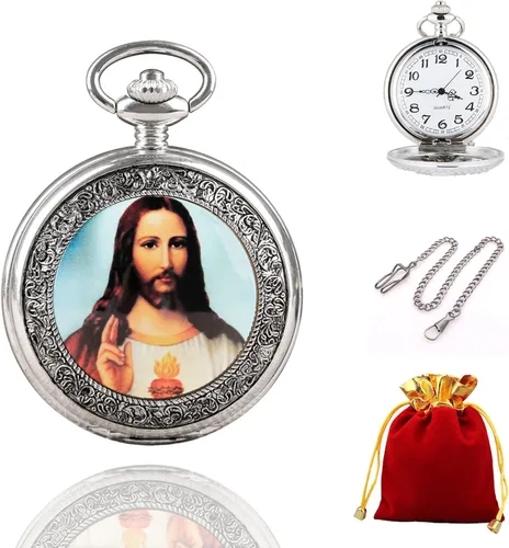 Vista 7 de Reloj de bolsillo para hombre, árabe digital reloj de bolsillo con cadena para hombre