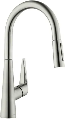 Vista 15 de hansgrohe Talis S 72813341 - Grifo de cocina de arco alto, grifo para fregadero de cocina, cabezal rociador de acoplamiento magnético, cromo negro