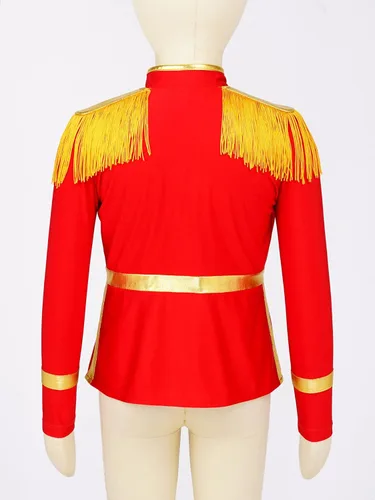 Vista 5 de JEEYJOO Chaqueta unisex de manga larga con cremallera frontal con borlas y banda de marcha uniforme de Majorette