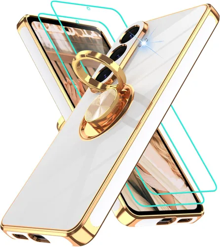 Vista 98 de Funda para Motorola Moto G 5G 2024: Funda Moto G Play 5G 2024 con 2 piezas de protectores de pantalla, soporte de anillo de rotación de 360°