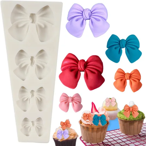 Vista 11 de Molde para fondant con moño, pajarita, molde de silicona para pastel de azúcar y dulces, moldes para manualidades para decoración de pasteles