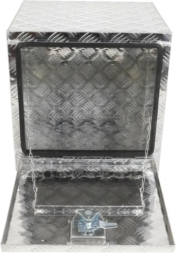 Vista 7 de SCITOO - Caja de herramientas de aluminio de 18 pulgadas de plata resistente para cama de camión, caja de herramientas para remolque de RV
