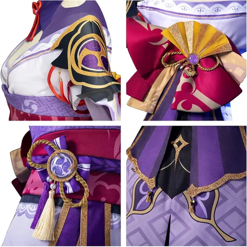 Vista 6 de Genshin Impact Raiden Shogun Anime Cosplay Disfraz de Halloween fiesta uniforme vestido trajes con accesorios