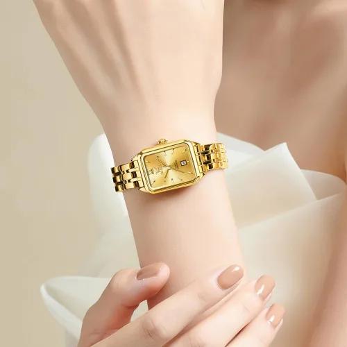 Vista 2 de OLEVS Square Watches for Women Dress Analog Small Female Watch Stainless Steel Waterproof Luminous Two Tone Fashion Set Watch for Lady