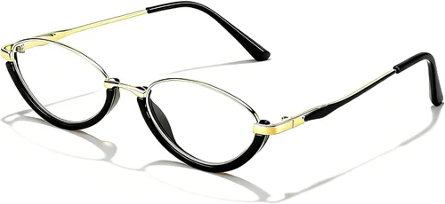 Vista 9 de SIPHEW Gafas retro pequeñas ovaladas con marco de metal con bloqueo de luz azul para mujer de los años 90, lentes de luz azul de cara pequeña A01