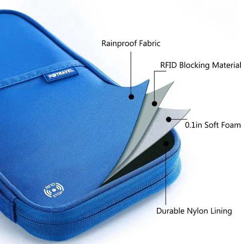 Vista 48 de VanFn Cartera RFID para pasaporte de viaje, soporte para pasaporte familiar, organizador de documentos de viaje serie P.Travel (nailon, gris)